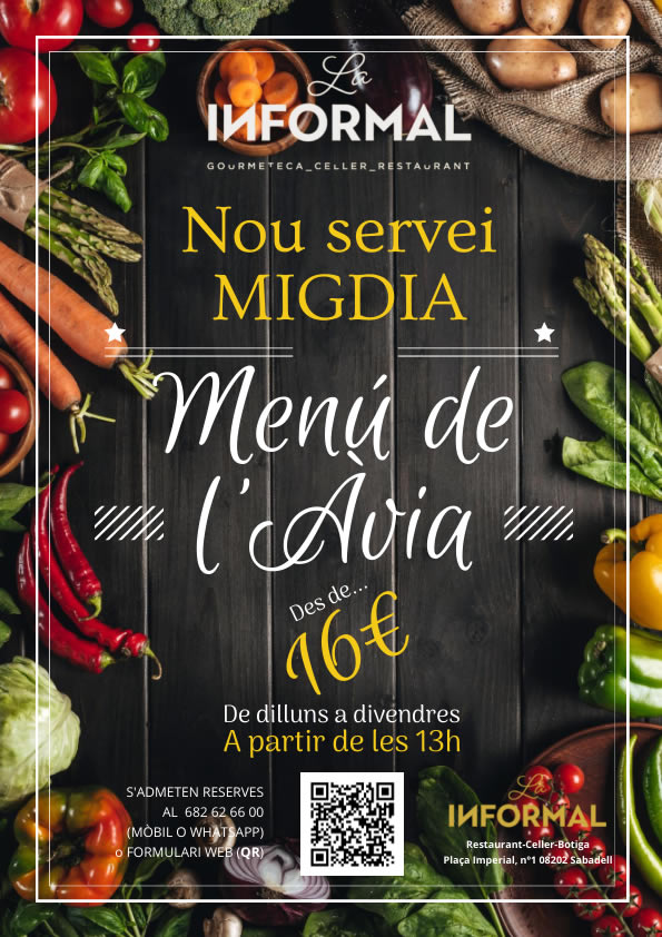 Menu migdia de lAVIA a la LA INFORMAL RESTAURANT BOTIGA CELLER AL CENTRE DE SABADELL